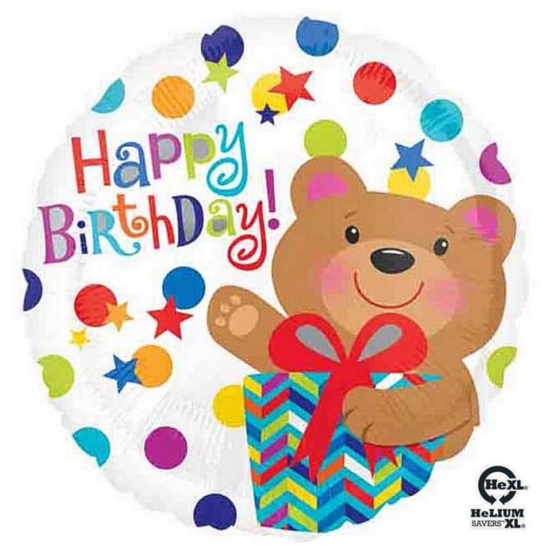 Palloncino ad elio - Happy Birthday - Orso con palloncini - 42